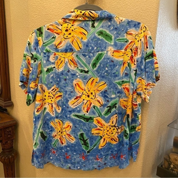 Vintage JAMS WORLD Women Floral Sunflower Button Short Sleeve Top Size Medium - Picture 4 of 9